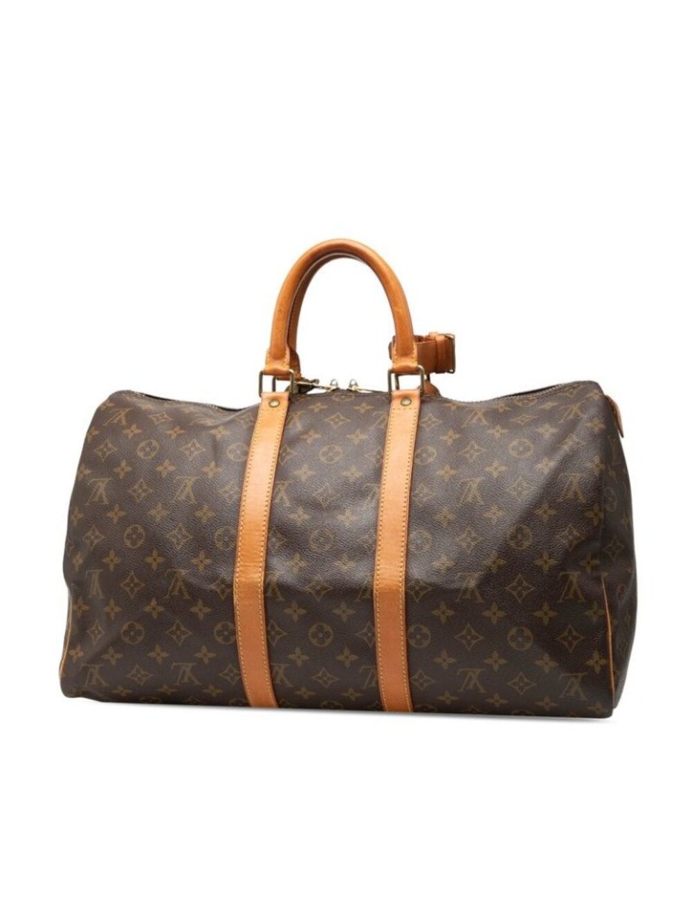Louis Vuitton Monogram Keepall 45 Boston Bag Brown Leather - Picture 2 of 7